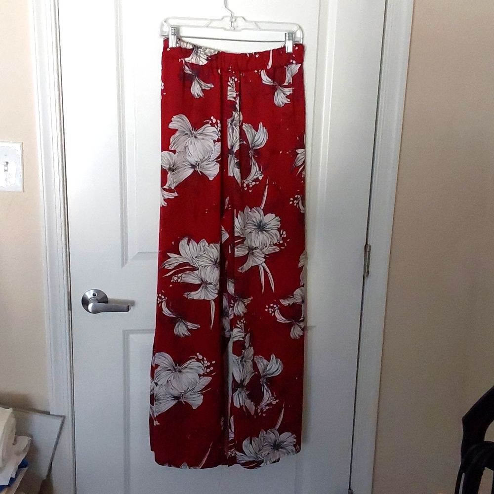 Straight leg pants more burgundy